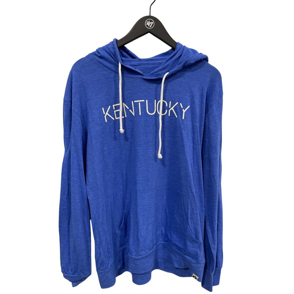 Kentucky Pullover Hoodie Sweatshirt Mens L Polyester Blend Blue Relaxed Comfy